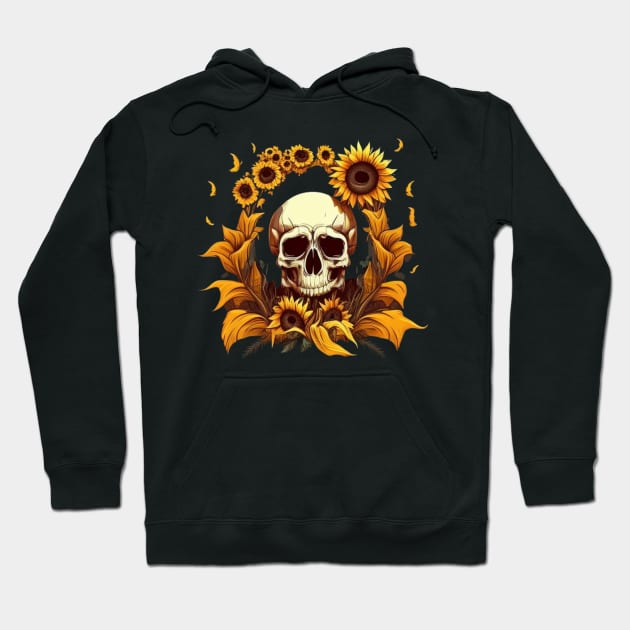 Skull with sunflower Hoodie by Crazy skull